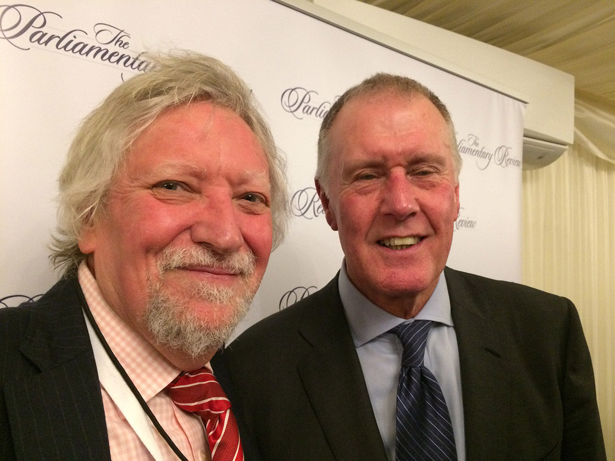 GrooveME chairman Alex Worrall with Sir Geoff Hurst